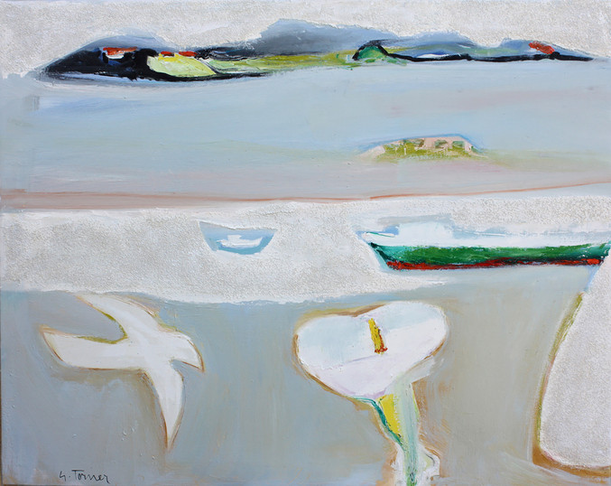 Gloria Torner | Cala, gaviota y barcos Gloria Torner | Cala, gaviota y barcos