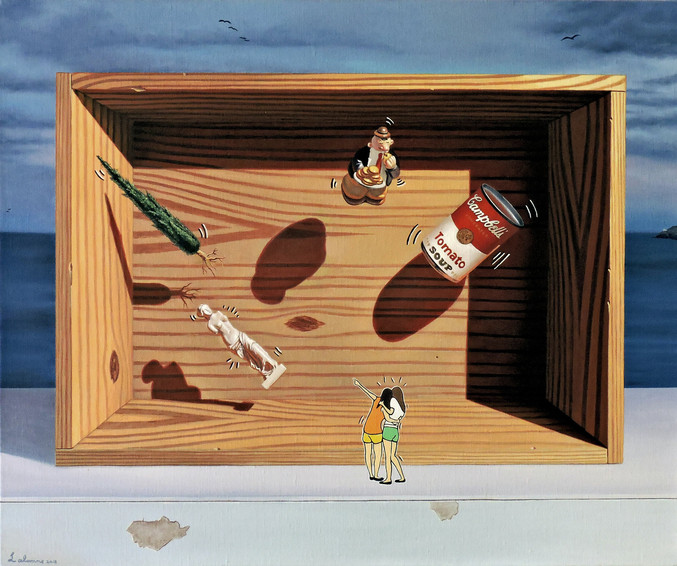Joaquín Lalanne | Elementos lalannianos en equilibrio dentro de una caja de madera