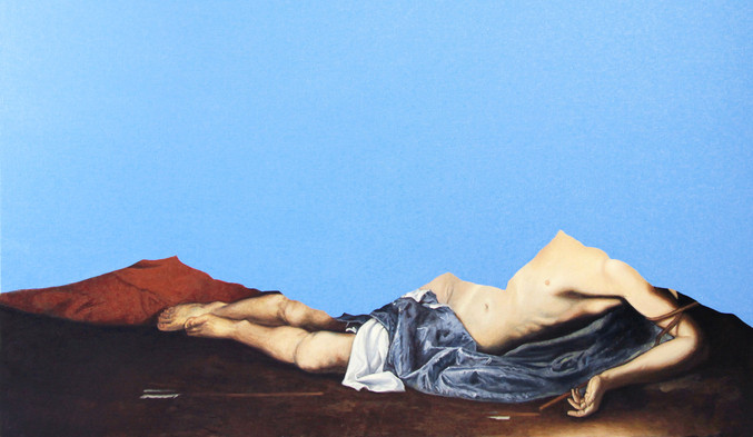 Lino Lago | Montañas. Pintura azul sobre José de Ribera