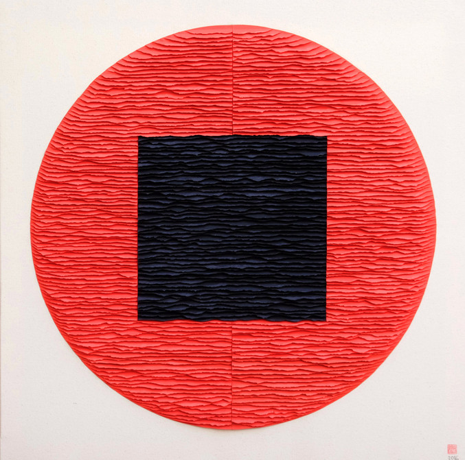 Fernando Daza | Cuadro negro sobre círculo rojo