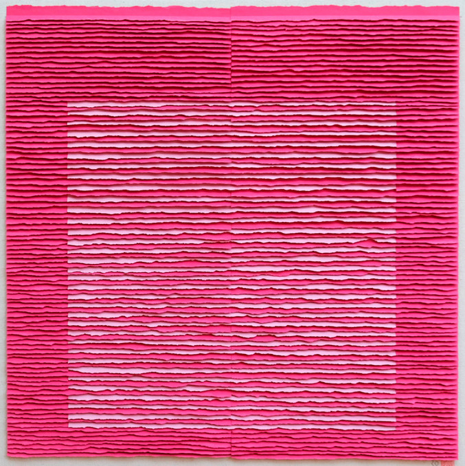 Fernando Daza | Cuadrado rosa rayado sobre fondo rosa II Fernando Daza | Cuadrado rosa rayado sobre fondo rosa II