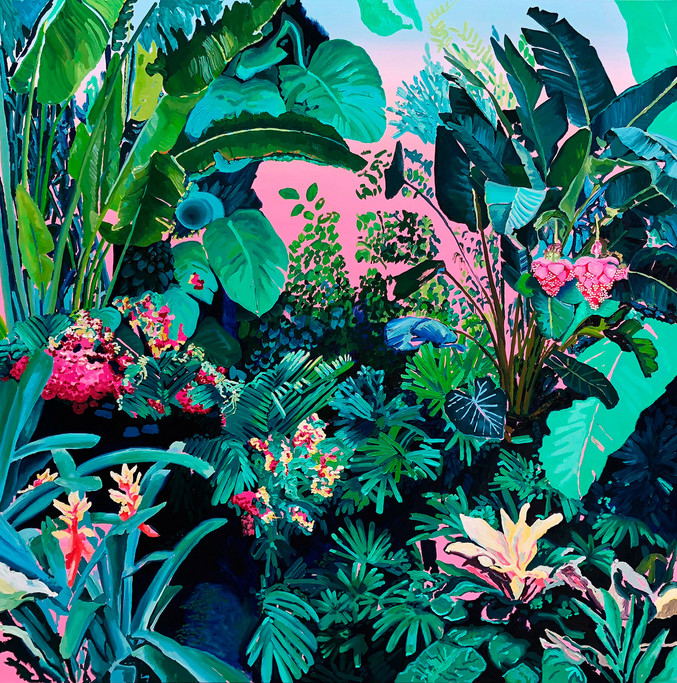 Alejandra Atarés | Jardin con fondo rosa