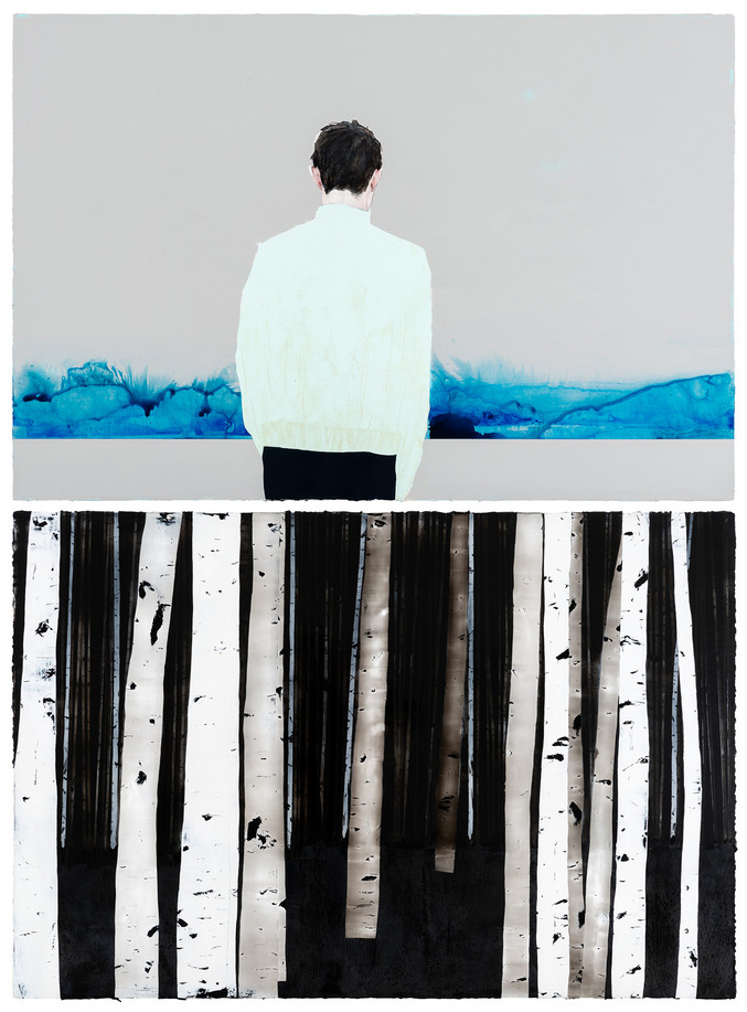 Chen Yun | Indigo. The light from the forest shine on the blue ocean