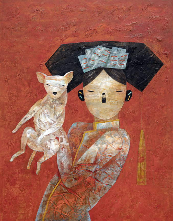 Horacio Silva | China roja con perro Horacio Silva | China roja con perro