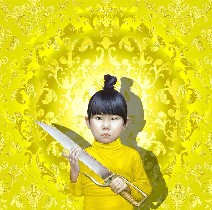 Salustiano | Tenderness Land. Luz con espada sobre tapiz amarillo Salustiano | Tenderness Land. Luz con espada sobre tapiz amarillo