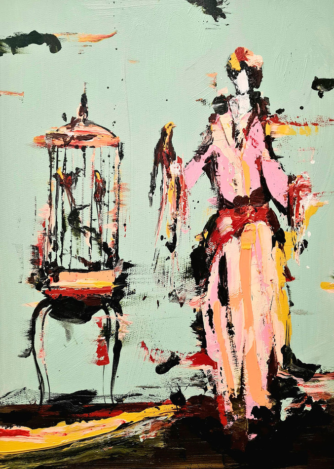 Lars Teichmann | Geisha with birds 2 Lars Teichmann | Geisha with birds 2