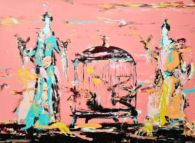 Lars Teichmann | Two geishas with birds