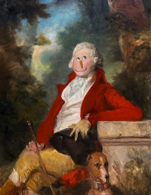 Iván Quesada | Retrato del Príncipe Alexei Golitsyn con su perro, sentado en un paisaje boscoso (Joseph Kreutzinger)
